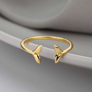 Anéis de banda Fashion Fish Tail Casal Ting para mulheres fofas de noivado vintage Anel ajustável anel requintado jóias de jóias atacado AA230426