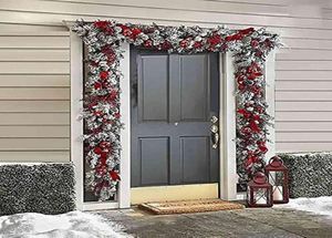 Christmas Wreath Artificial Arch Red Berries Wreath Ornaments Entrance Door Wall Decor Merry Halloween Tree Wreath Slingers J220614921771