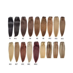 Hair Wefts 30 Colors Brazilian Straight 16 To 32 Weaves 100% Human Extensions Weaving Weft Blonde Brown Auburn Drop Delivery Products Dhqcg