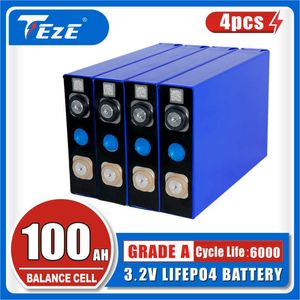 4st 3.2V 100AH ​​LIFEPO4 BATTERY DEEP CYCLE DIY 12V Stora kapacitet Batteri för RV Solförvaringssystem Elektriskt fordonsavgift