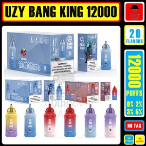 Uzy Bang King 12000 Puffs Vape Kalem Vaper Tekrarsız Vapes Vape Desechable E Sigara Vapers Desechables 0% 2% 3% 5% Buharlaştırıcı Şarj Eşyalı Bobin Vape Kalem 20 Lezzet Stokta