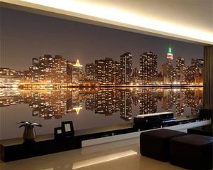 Papel de parede 3d personalizado po para sala de estar, cidade, vista noturna, quarto, fundo de tv, mural, decoração de casa, 9186935