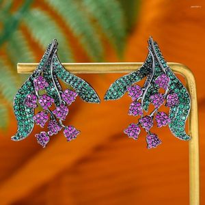 Studörhängen Siscathy Fashion Flower Drop For Women Girl Female Trend Full Micro Zircon Earring Party Accessories Smycken