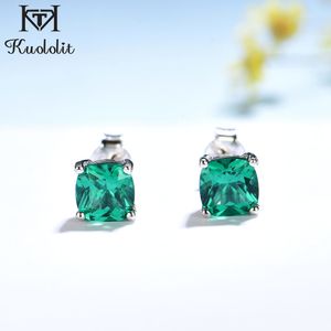 Stud Kuololit DiSpore Gemstone Stud Earrings for Women 925 Sterling Silver Tanzanite Emerald Morganite Aquamarine Ruby Sapphire 230426