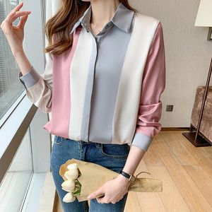 Camicia Chikichi 2021 Autunno Nuova moda Tha -Color Satin Chiffon Shirt Women Office Lady Long Sleeve Bluse Womens Tops