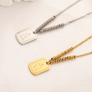 Womens Design Necklace 14K Gold Plated Stainless Steel Necklaces Choker Chain Heart Double Letter Pendant Europe America Fashion Wedding Jewelry 2Colors