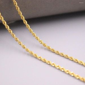 Kedjor fina solid 18k gul guldkedja kvinna lycka rep länk halsband 23.6 tum 2mm 3 3.4-3.7g