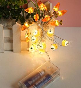 LED Rabbit String Lights påskdekoration Vattentät batterifodral Cute Cartoon Lantern New Year Festive Party Decoration7018297