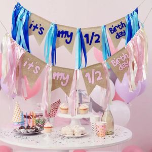 Dekoracja imprezy Baby Shower To moje 1/2 urodziny Happy Banner Balloons Cake Crown Hat na 6 miesięcy wystrój