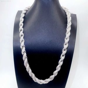 S925 with Vvs Moissanite Diamond 925 Sterling Silver Rope Chain Iced Out Necklace Rope Chain Sterling Silver