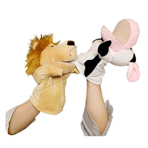 Rattles Mobiles Animal Hand Finger Story Puppet Kawaii Plush Doll Education Baby Toy Lion Lion Elephant Bunny Monkey Giraffe Soft Toys Stuffed 230427