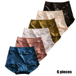 Women's Panties 6pc's Underwear Ice Silk Light Breathable Lace Briefs Sexy Fabric Hip Lift smooth Soft Silky 231127