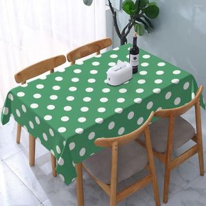 Table Cloth Green And White Polka Dots Tablecloth Rectangular Elastic Fitted Oilproof Cover For Dining Room