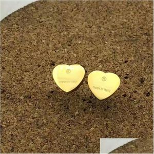 Stud Gold Heart Earring Women Couple Flannel Bag Stainless Steel 10Mm Piercing Body Jewelry Gifts For Woman Accessories Wholesale Drop Dhybz