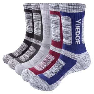 Meias Esportivas YUEDGE Meias Masculinas Respiráveis de Algodão Acolchoadas Tripulação Bota de Trabalho Esportes Caminhadas Meias Atléticas Meias Térmicas de Inverno 5 Pares 37-46 EU 231124