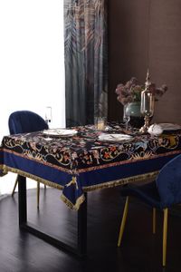 European-Style Tassel Table Cloth Embroidered Striped Rectangular Tablecloth Home Decor Rectangular Dining Coffee Table Cover tapete mesas