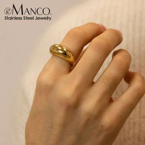 Anéis de casamento moda simples aço inoxidável para mulheres arco jóias geométrica anel tamanho 5 6 7 8 231124