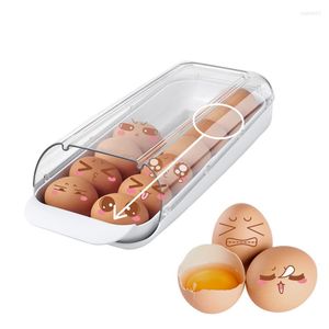 Depolama Şişeleri Otomatik Kaydırma Yumurta Rafı Tutucu Kutu Konteyner Organizatör Rulo Buzdolabı Dağıtıcı Mutfak Araçları