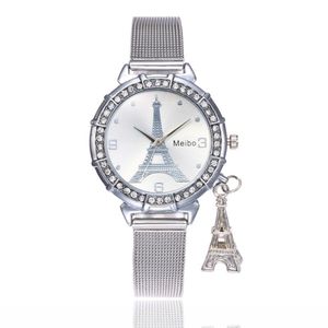 Relógios de alta qualidade Women Women Feminino Tower Pattern Alloy Wrist Wrist Ladies Casual Relógio Zegarki Damskie533