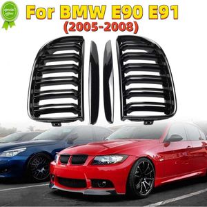 New One Pair High Quality Front Kidney Grille Hood Grills Double Line Slat For BMW 3 Series E90 E91 320i 323i 328i 335i 2005-2008