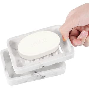 Dishes Luxspire Soap Dish Tray Double Layer Draining Soap Holder Detachable Soap Container Box for Bathroom Shower Kitchen Sink Dish