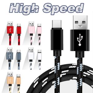 Cargo rápido 2.4a tecido USB C Cabos 1m 2m Tipo C Micro Data Charger Cabo para Samsung S20 S21 S22 S23 Nota 10 HTC Huawei