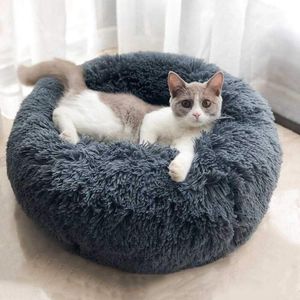 Carrier Long Plush Super Soft Pet Cat Bed Kennel Dog Round Cat Winter Warm Sleeping Bag Puppy Cushion Mat Portable Cat Supplies
