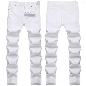 Jeans masculinos 2023 White Slim Fit Pants Business Four Seasons Alta qualidade Preço de atacado