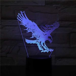 Nattljus Flying Big Eagle Shape Night Light 7 Colorful Hawk 3D Cartoon Table Lamp för Office Hotel Bedroom Bar Touch Sensor 2355 YQ231127