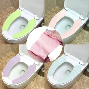 Toilet Seat Covers Bathroom Washable Soft Heating Pad Mat Reusable Warmer Lid Cover Closestool Stick