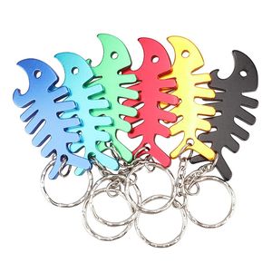 Bunte Fischgräte Keychain Flaschenöffner Bieröffner Werkzeug Schlüsselanhänger Kette Ring Zubehör Großhandel LX5574