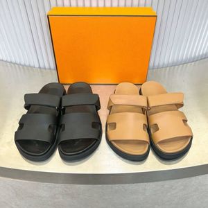 Slippers Top Classic Leather Sandals Slides Flat Shoes Summer Outdoor Non-slip Scuffs Luxury Designer Factory Large Size 35-46