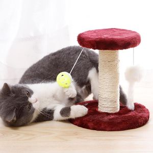 Arranhadores de pelúcia dupla camada gato árvore sisal arranhando post pet gato árvore casa móveis com mouse bola brinquedos para jogar saltar brinquedo engraçado do gato