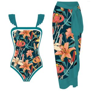 Damen-Bademode, einteiliger Badeanzug, Kimono-Vertuschungsrock, Bikini, Chiffon-Kleid, Strandkleidung, weiblicher Strand-Badeanzug
