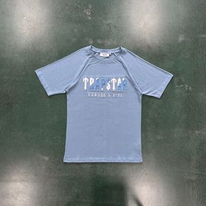 メンズトラックスーツ英国ロンドントラップスターTシャツシェニールデコードされたチョートセットシタデル/白い品質刺繍トラックスーツEUサイズXS-XXLSS