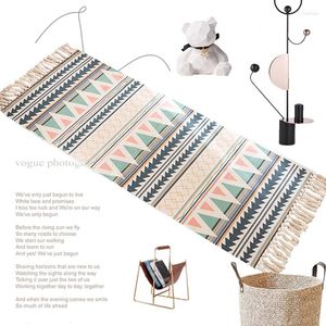 Mattor Nordiska Simple Cotton Geometric Floor Living Room Soffa Bedroom Rug Multifunktionell fotmaskin var slitstyrka