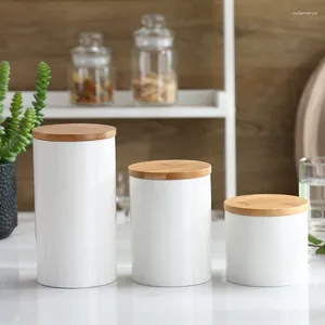 Garrafas de armazenamento simples frasco branco com tampa cozinha condimento recipiente mesa decoração café feijão lanche doces