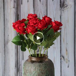 Dekorativa blommor 1 st rosrosa Silk Bouquet Peony Artificial Bud Brud bröllop hem dekoration falska växter väggdekor