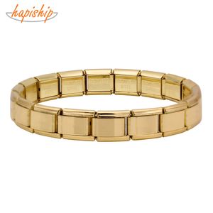 Hapiship Top Fashion Women Jewelry 9mm Bredd Guldfärg Smooth Surface Rostfritt stål Armband Bangle Girls Wedding Present G109