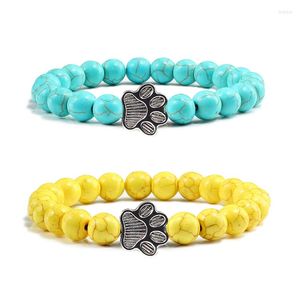 Strand Colorful Natural Stone Print Charm For Women Men Pet Memorial Couple Jewelry Yoga Bracelet Gifts
