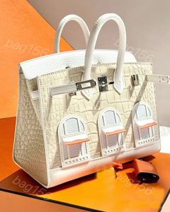 10A mirror Imported crocodile bag designer leather crossbody skin Small House Totes Bag Fashion Wax thread hand sewing togo leather pink mini bag Tote Bottom Rivet