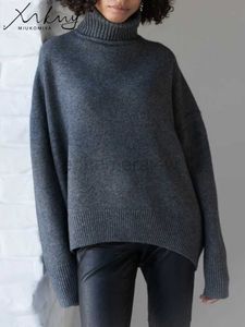 Kadın Sweaters Kadın Kazak Beltizli Knited Sıcak Koyu Gri Kroplar Kış Sweater Kalın Yüksek Boyun Üstleri Yavurucu Kazak Kadınlar Büyük Boy Zln231127