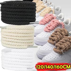 Shoe Parts Accessories 120 140 160CM Bold Cotton Linen Twist Weave Shoelaces Rope Shoes Laces Men Women Trendy Personality Kpop Sport Casual Shoestring 231127