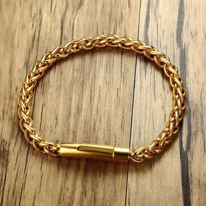 Charm Bracelets Mens Spiga Chain Armband Edelstahl Round Box und Wheat Link Braslet Male Jewelry 85 230426