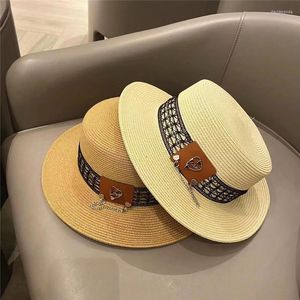 Wide Brim Hats Outdoor Summer Ladies Girls Casual Flat Straw Hat Ribbon Sun Protection Women Travel Love Beach Caps GorrasWide Davi22