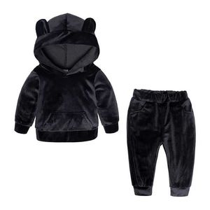 Clothing Sets Newborn Fashion Girls Boys Clothing Sets Spring Autumn Hoodie Jackets +Pants Costume Pleuche Sportswear Children Clothes Outfits