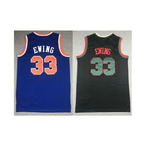 Amerikan Basketbol Giyim Patrick Ewing 33 Gerileme Erkek Formaları Mavi Siyah Mitchell Ness Gömlek Yetişkin Boyut Dikişli Jersey Mix Sipariş