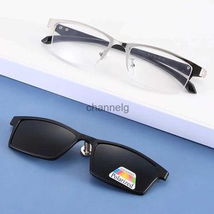 Sunglasses 2347A 2 In 1 Polarized Night Vision Optical Magnetic Clip on Sunglasses Frames Clip on Sun Glasses Frame Prescription Eyeglasses YQ231127