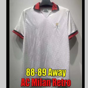 1988-1990Retro Soccer Jerseys long sleeve Kaka Baggio Maldini VAN BASTEN Pirlo Inzaghi Gullit Shevchenko Vintage Retro 88/89 AC Miilan Away White Jersey