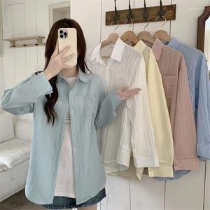 Women's Blouses XEJ Solid Simple Shirt Spring And Autumn 2024 Polo Neck Loose Long Sleeve Top Y 2k Vintage White Woman